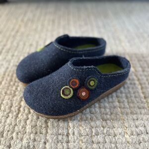 HAFLINGER Grizzly Kanon Chloe Blue Wool Clogs/Mules Women’s size 37 US 6.5/7